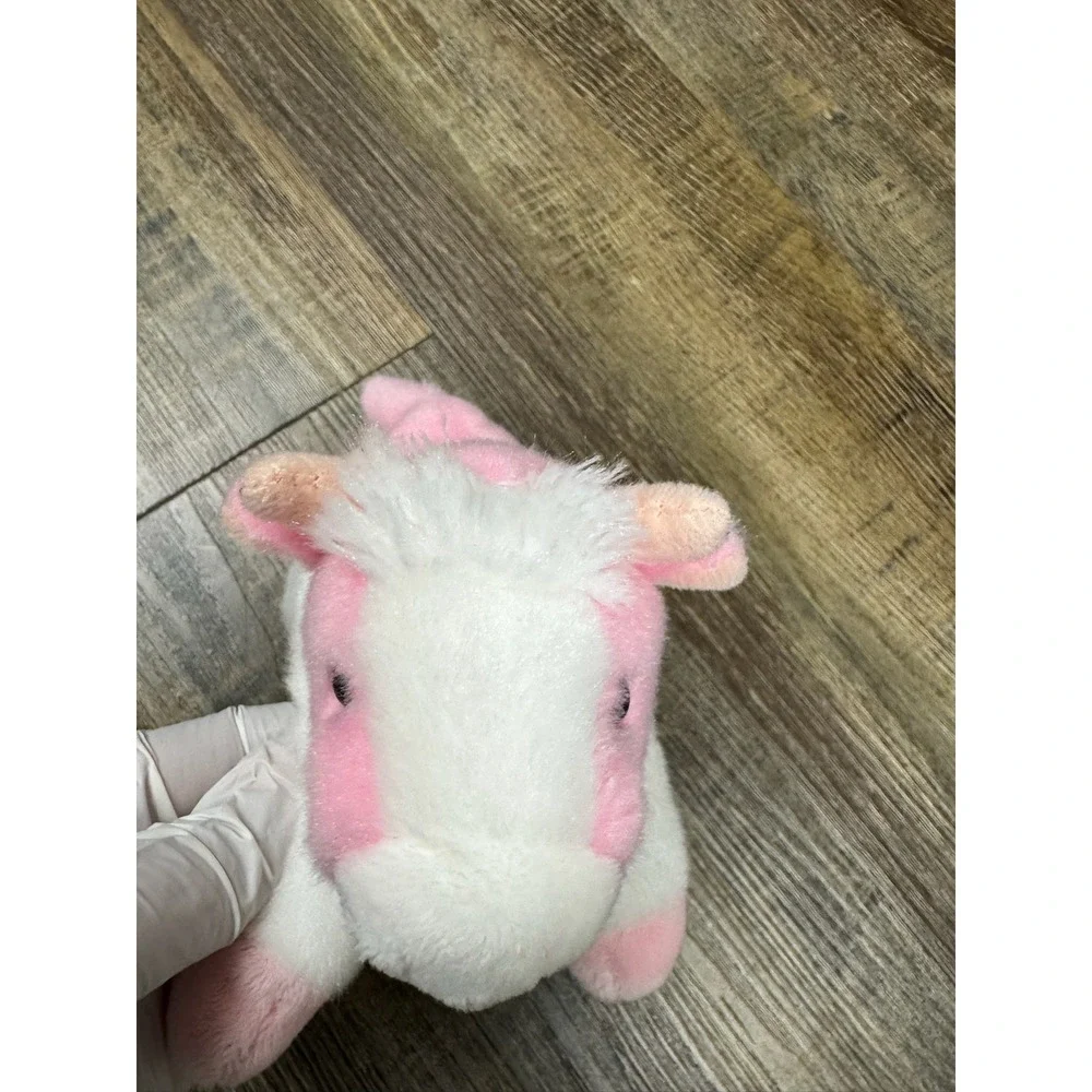 Aurora Pink and White Strawberry Cow Plush Stuffed‎ Animal Floppy 8 inch 2021